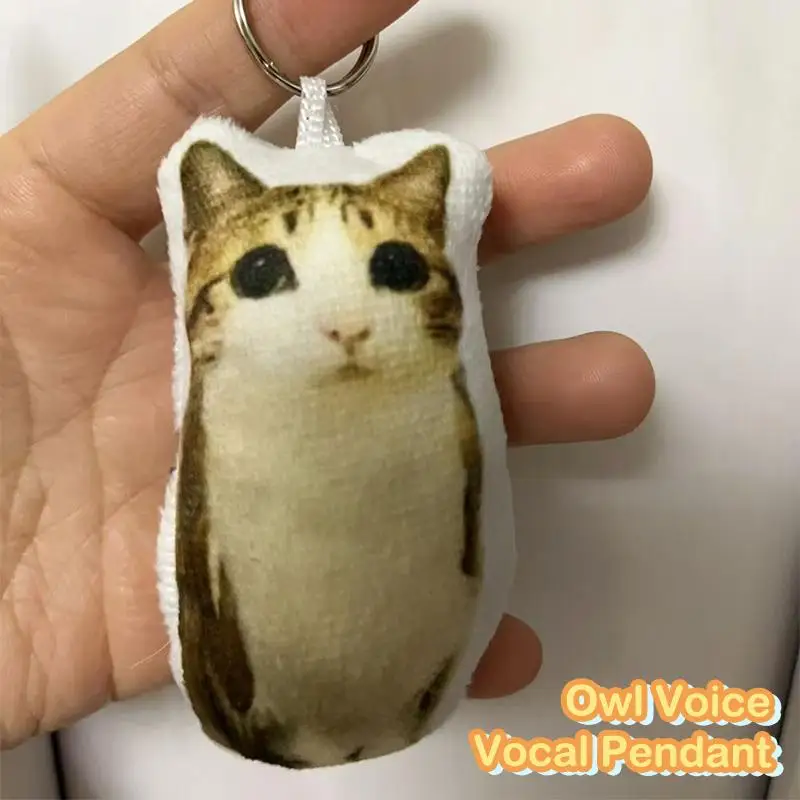 Funny Owl Voice Keychain With Sound Cute Rotating Plush Keyring Pendant Portable Cartoon Bag Pendant Gift For Backpack Car