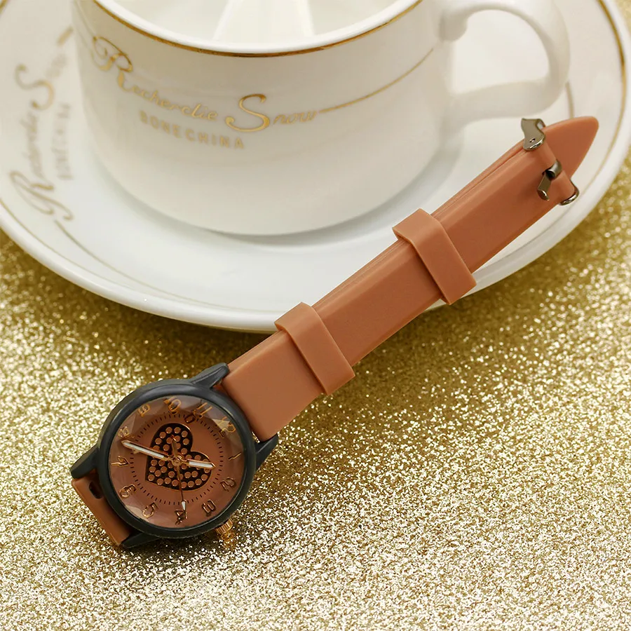 FashionNew Diamond-cut Glass Silicone Watch Casual Arabic Dial Wristwatch for Girls Love Decoration Flesh Pink Women Dress Watch