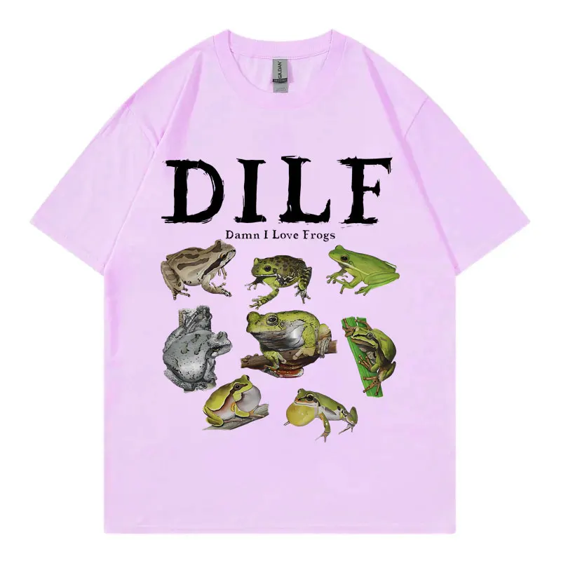 Dilf Damn I Love Frogs Graphic T Shirts Men's Women's Fashion Short Sleeve T-shirt Vintage Oversized Street Clothing T-shirts
