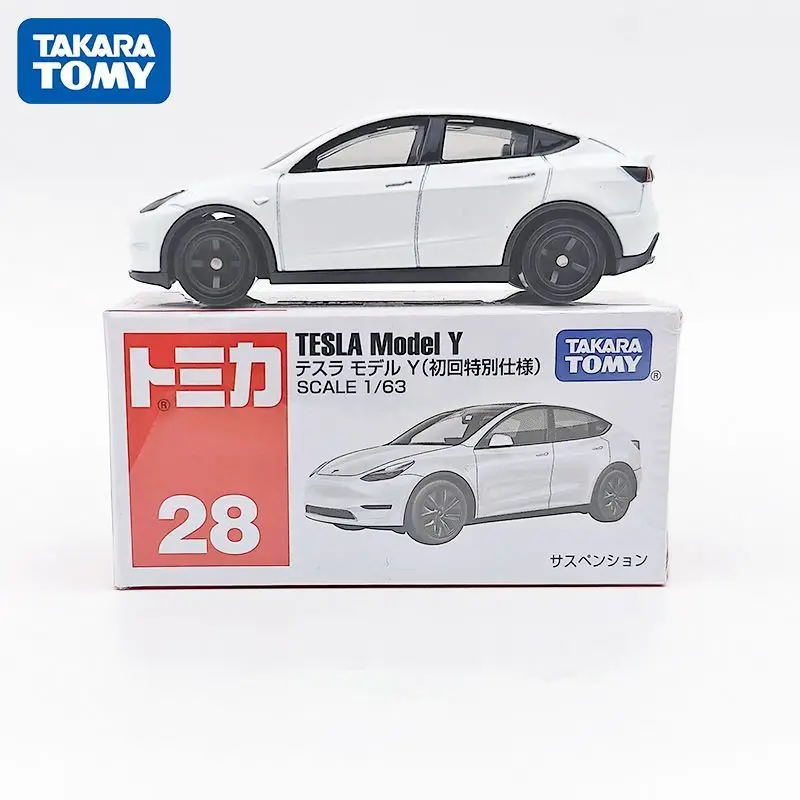 Takara Tomy Tomica No.28 Tesla Model Auto Motor Model Diecast Metal Pop Hot Miniatuur Kinderspeelgoed Verzamel ornamenten