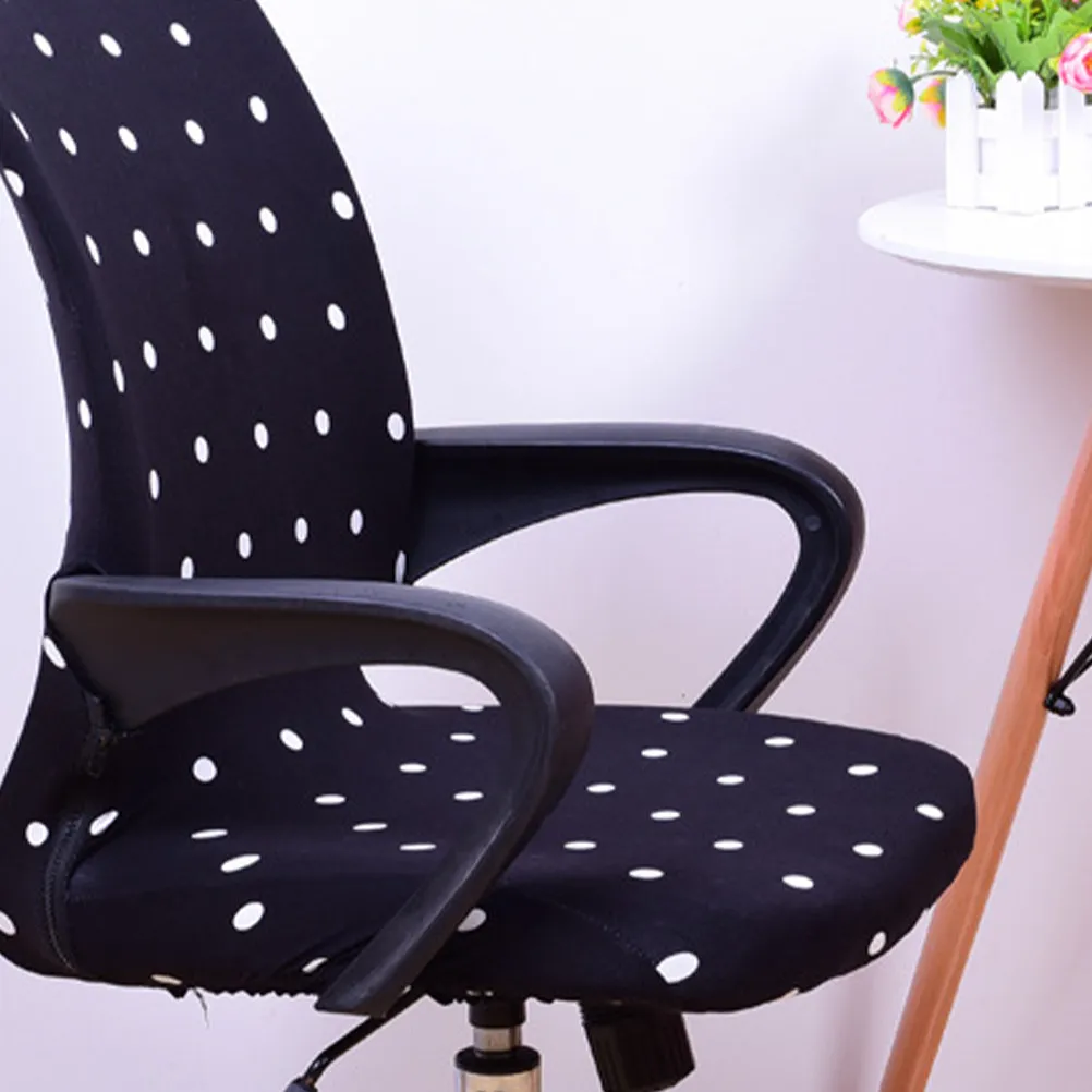 Black Armchair Slipcover Dot Pattern Size Elastic Office Chair Cover Protector Computer Desk Chair Cover