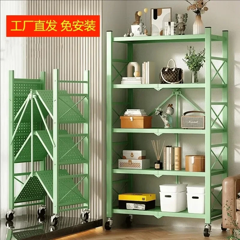 nstallation-free folding crevice kitchen rack household stainless steel floor storage balcony microwave oven rack