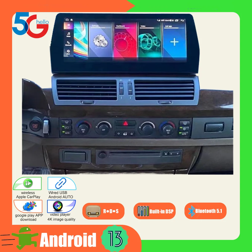 12.3 Inch Android 13 For BMW 7 Series E65 E66 F01 F02 2006 - 2015 Car Touch Screen Radio Multimedia Video Player Big Screen GPS