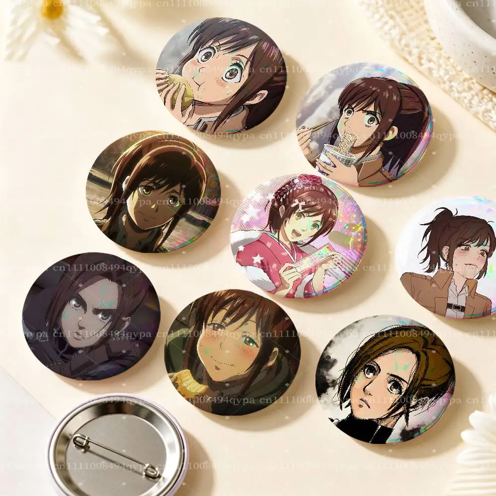 Sasha A-Attack On Titan Pin Buttons Round Badge for Clothes Bags Hats Pins Accessories Backpacks Tote Bags Outfit Decor