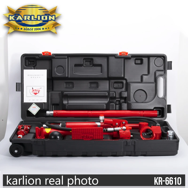 KARLION 10 Ton Chrome Plated Hydraulic Jack CE Certified Garage Repair Tool Plastic Tool Box Wheels 12-Month Warranty Model