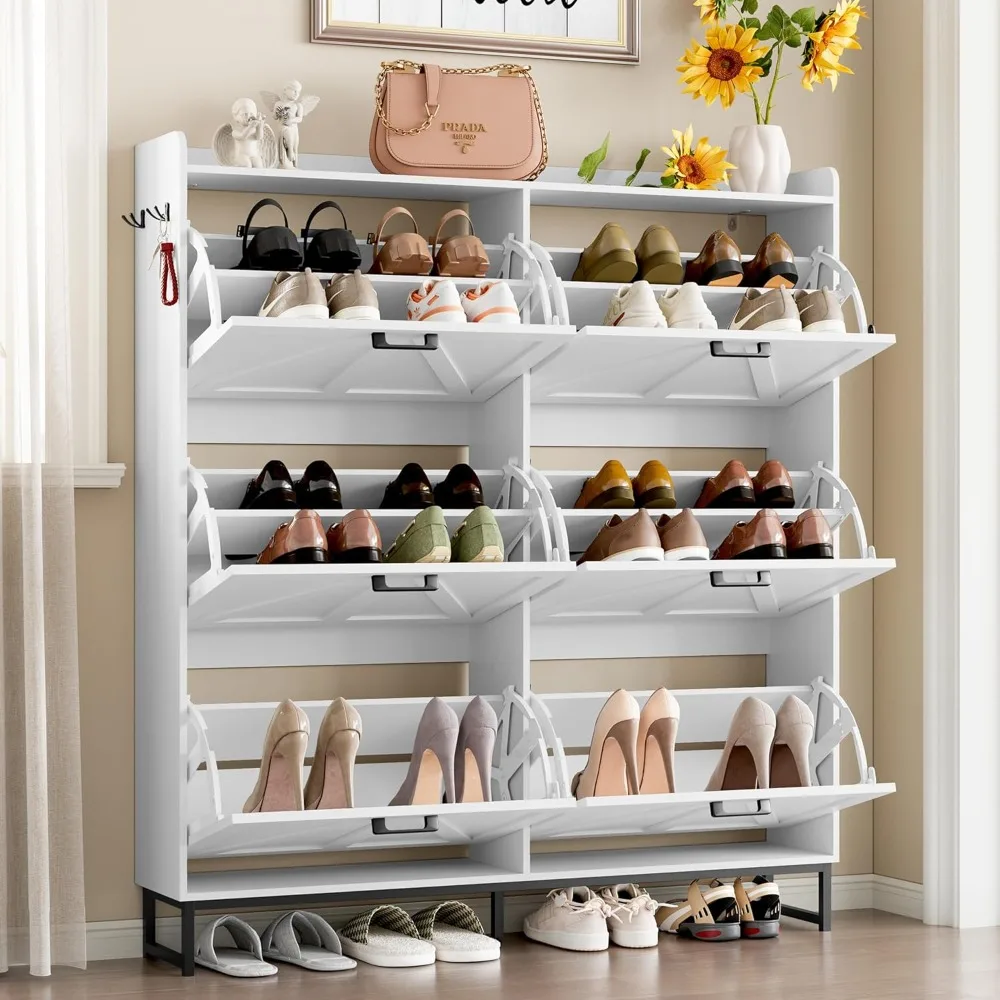 

Shoe Cabinet with 6 Flip Drawers Narrow Shoe Storage Cabinet Organizer Wooden Freestanding Shoe Rack Hidden Slim, Customized