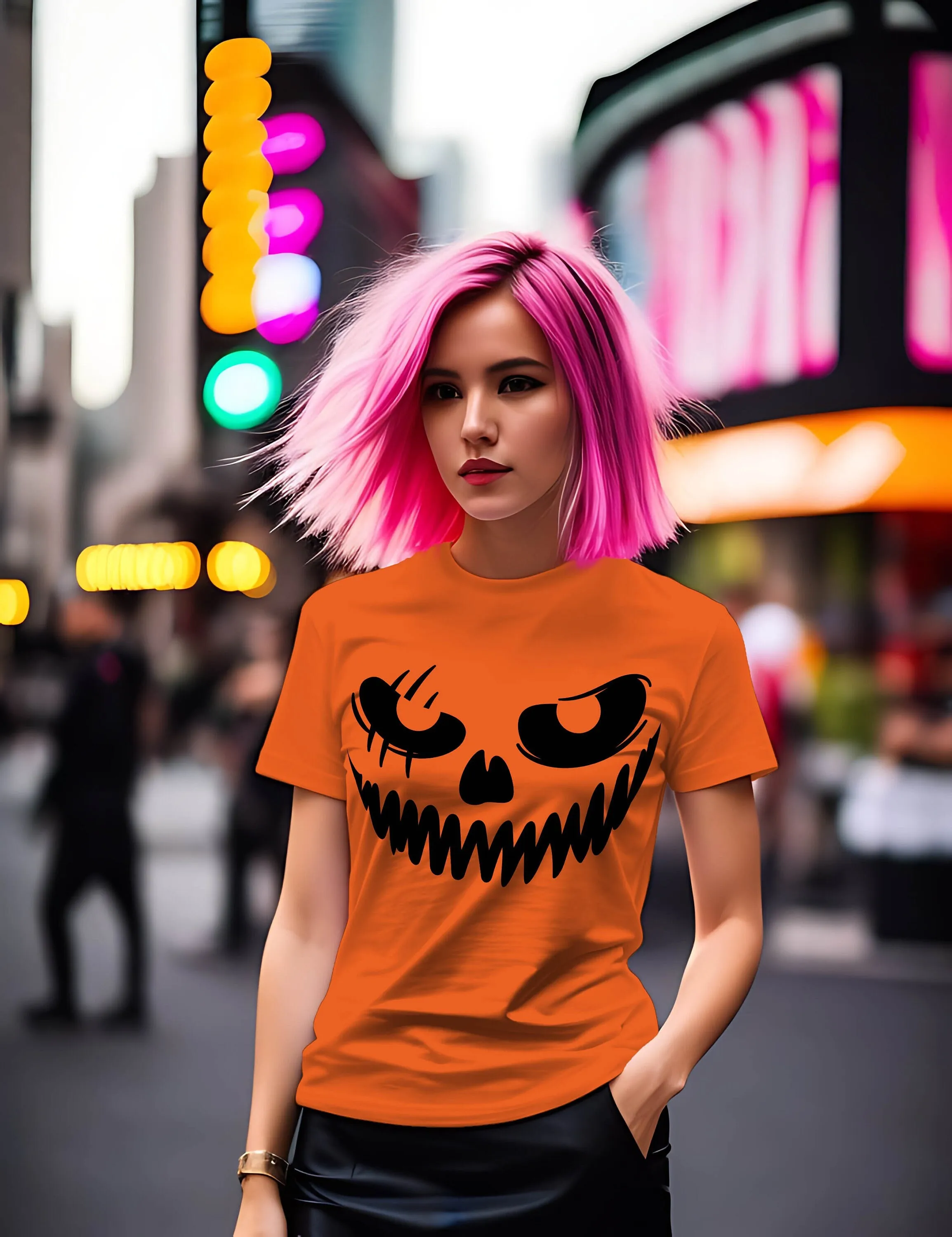 T Shirt Horror Face Halloween All Hallows Eve Kürbis Fratze Gesicht Maske Gruselig Unheimlich Gespenstig Monster Geschenk