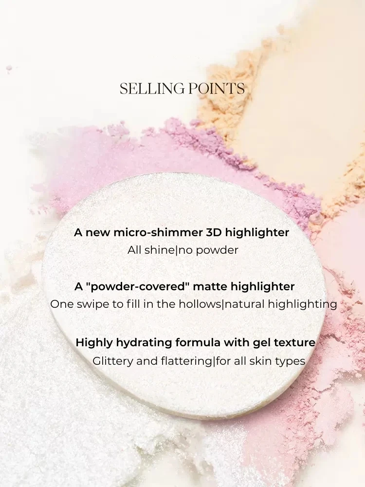 Joocyee 3D Highlight Palette Matte Nude Setting Long-lasting Waterproof Champagne Cosmetic Face Makeup