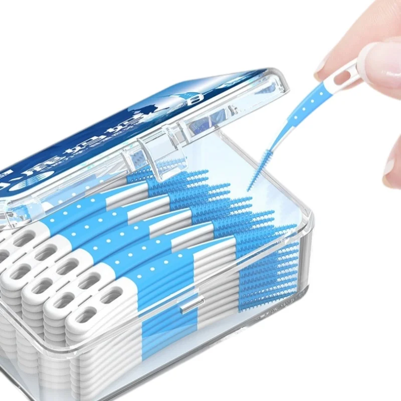 60 Pcs/Box Soft Adaptive Interdental Brushes 2 Sizes Flexible Teeth Gap Cleaner Portable Oral Care Cleaning Tools