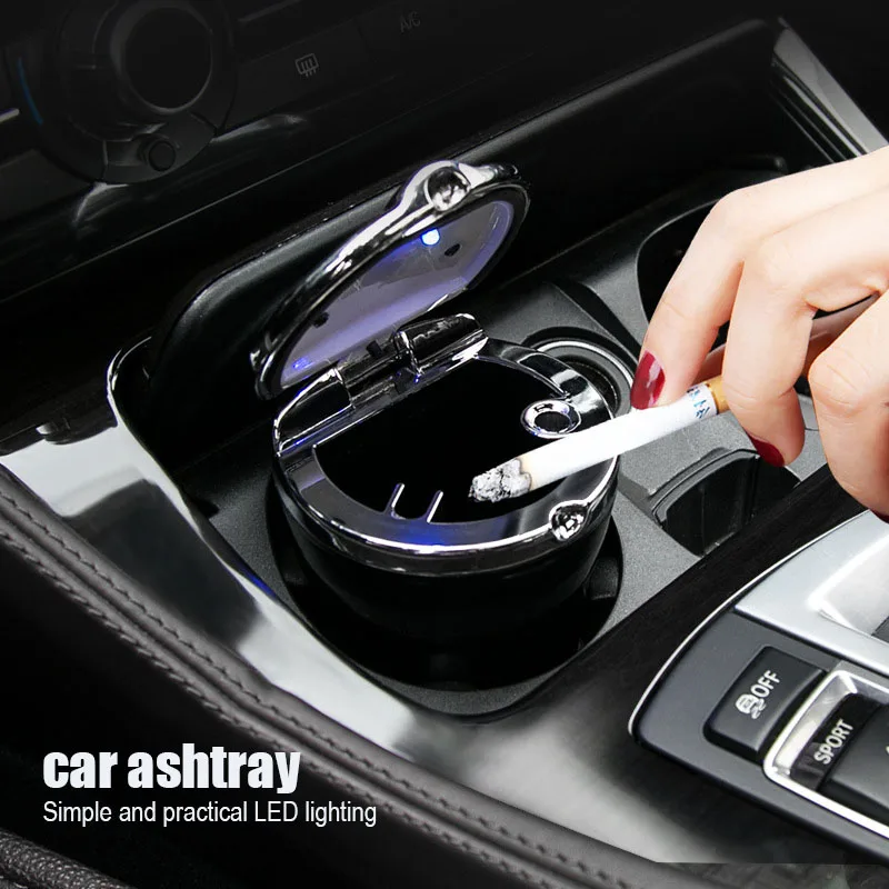 

Car Ashtray Led Night Light Imitation Metal Plating Automotive General Interior Fire Retardant Automotive Supplies