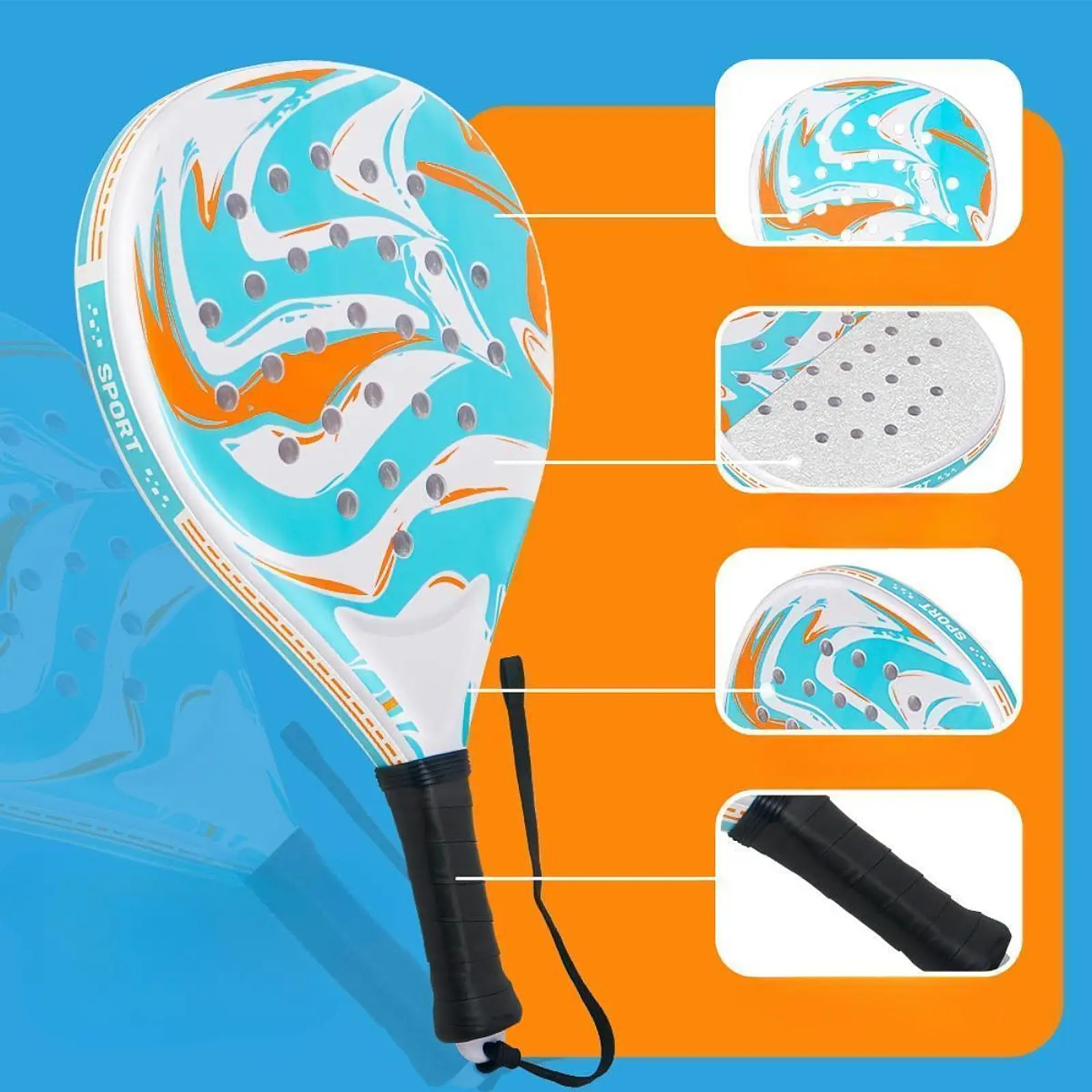 

Портативная ракетка для пляжного тенниса, прочная ракетка для падела, для игры на открытом воздухе, с пенопластовым сердечником, легкая, для занятий спортом на открытом воздухе