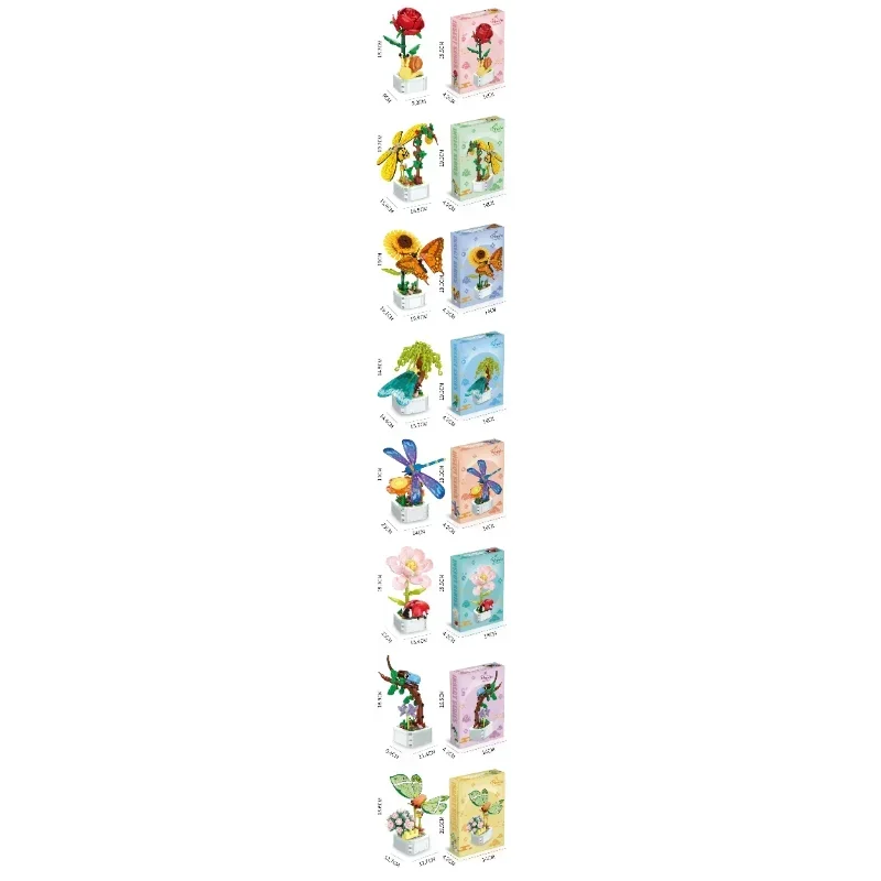 Insect Bloem Bouwstenen Creatieve Insect Succulent Boeket Ornament Interieur Decoratie Kinderen Volwassen DIY Monteren Speelgoed