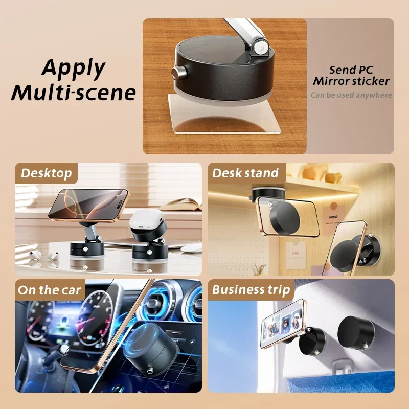 Mini Vacuum Double Side Magnetic Suction Cup Holder Foldable Kitchen Lazy Phone Bracket  For iPhone Android Smartphone image 6