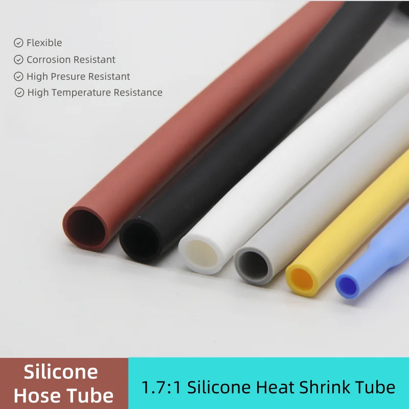 1m Silicone Heat Shrink Tube Diameter 0.8~30mm Flexible 200°C High Temperature Wire Protector Wrap Sleeve Cable Insulated Tubing