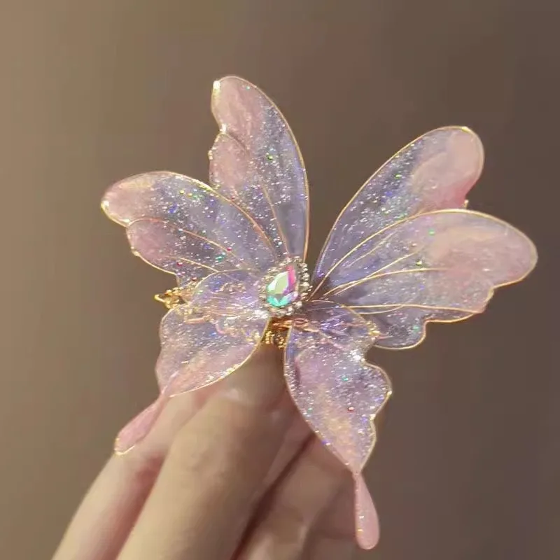 Pinzas para el cabello Mariposa 3D Niñas Mariposa Sueño Súper Hada Mariposa Retro China Clip LATERAL Barrette Accesorios Tyl Для Волос