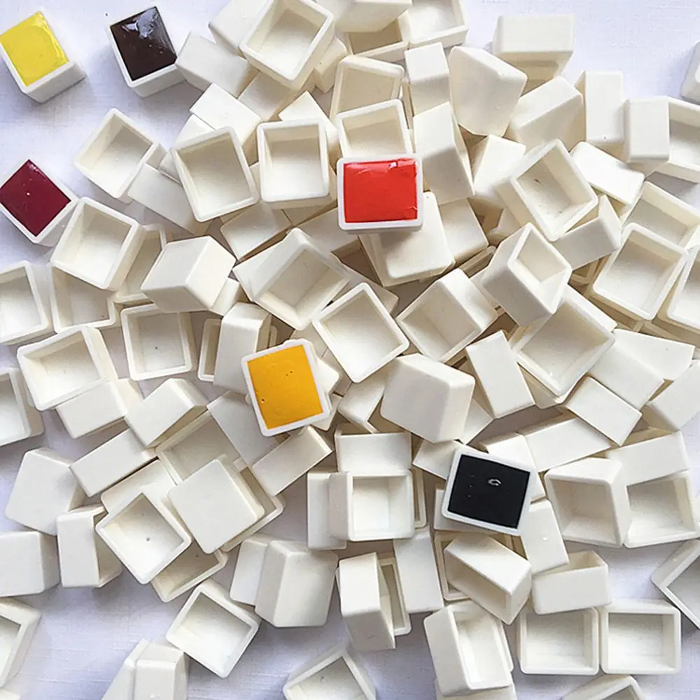 6/12/24/48pcs 3.2ml Artists Plastic Empty Full Pan Paint Palette Art Supplies Watercolor Paint Grid Painting Supplies