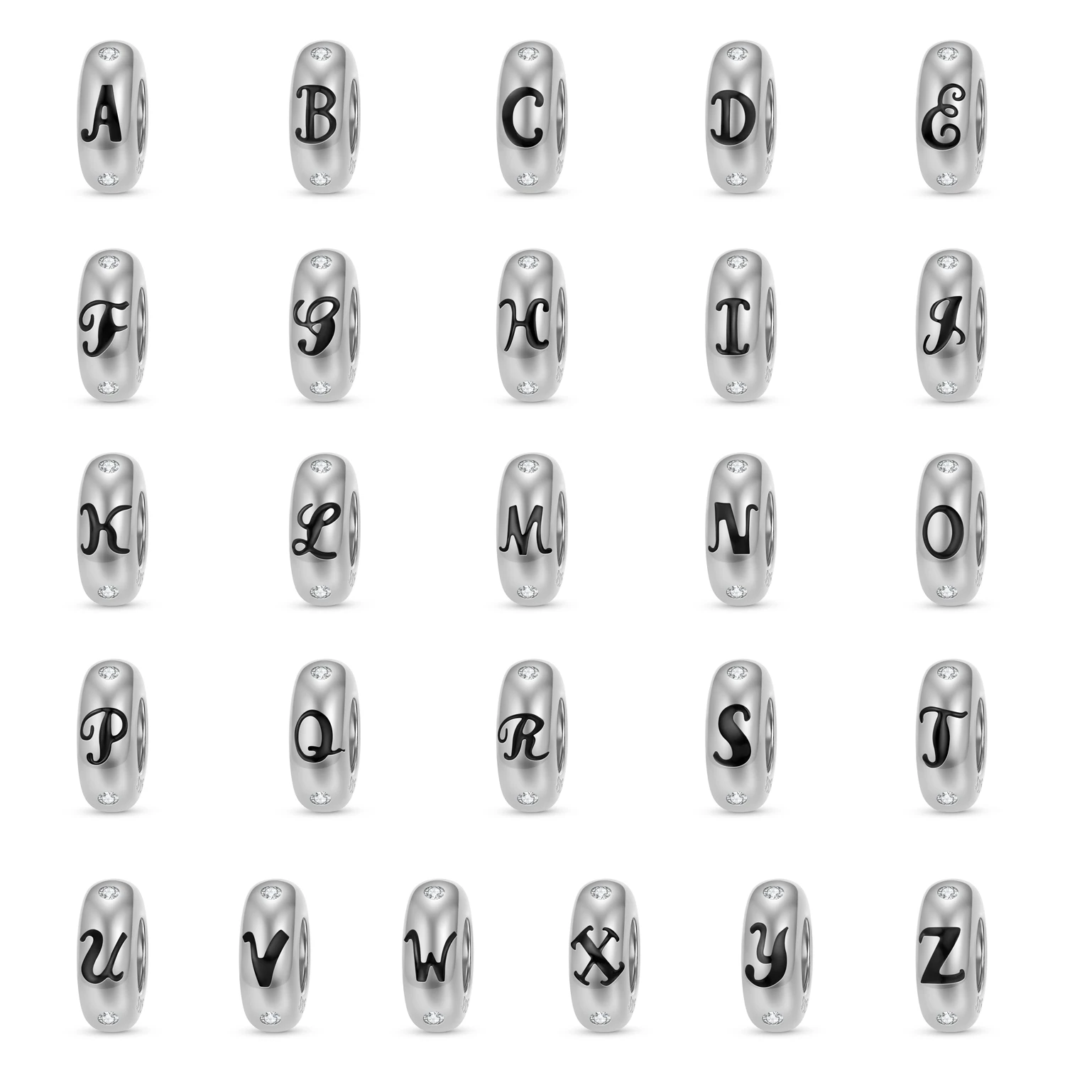 

925 Sterling Silver DIY Letter Words A-Z 26 Word Beads Charms Clip & Stoppers Fit Original Bracelet Diy Jewelry Accessories