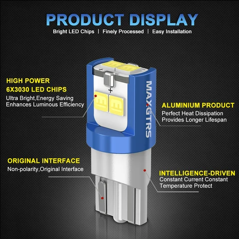 Светодиодная лампа T10 W5W 3030 SMD 12 В для автомобиля — пример использования