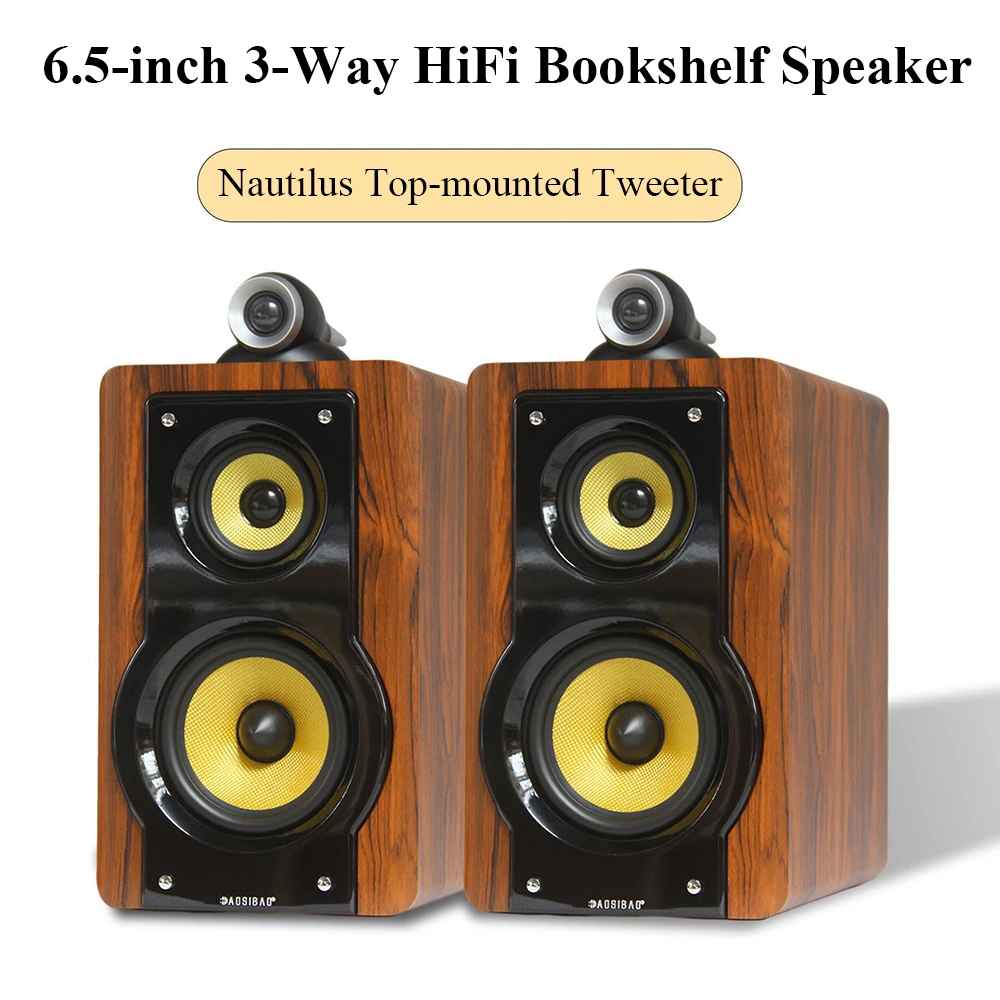 Caixa de Som HiFi Passiva de 6,5 Polegadas com Design de 3 Vias, Tweeter Estilo Nautilus, Driver de Médios de 4 Polegadas, Potência de 200W