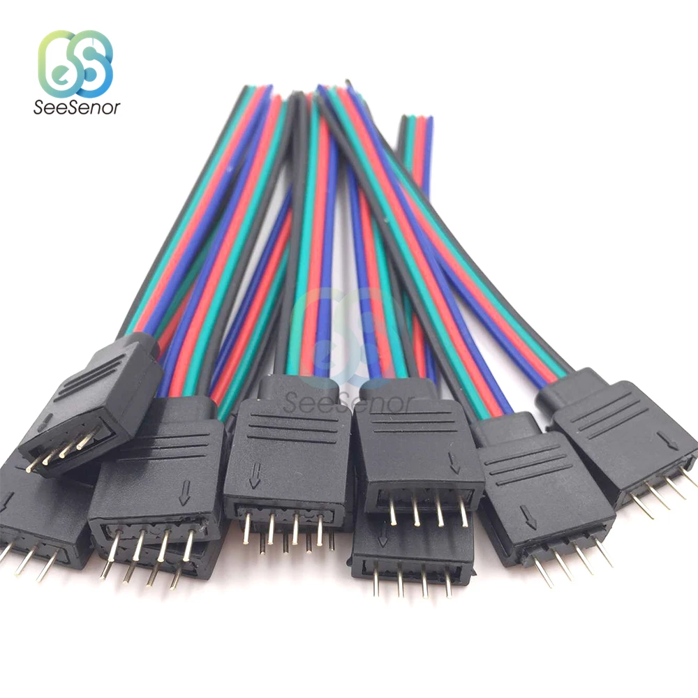 10CM 4Pin 5Pin LED RGB Strip Light Connector Male/Female Plug Socket Connecting Cable Wire for 5050 RGB RGBW Led Strip Light