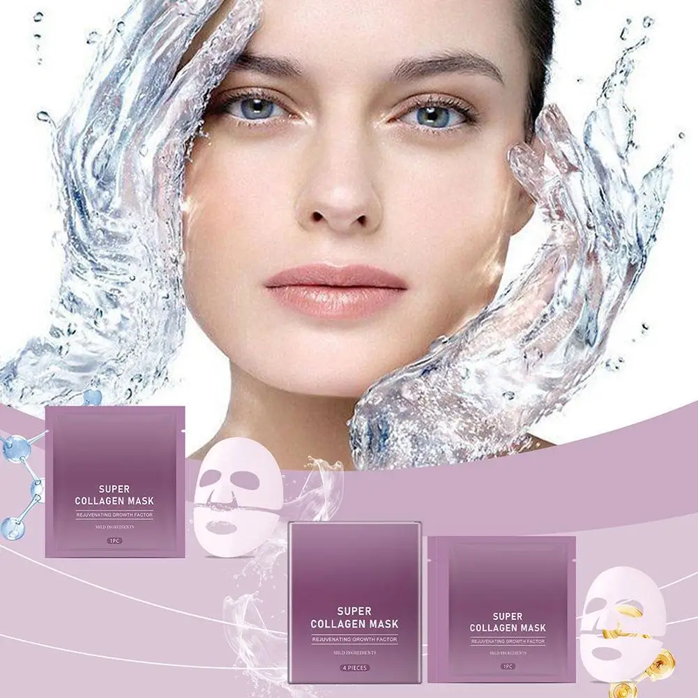 1/4PCS Collagen Moisturizing Mask Anti-Aging Fade Face Fine Lines Brightening Skin Tone Refreshing Skin Care Korean Cosmetics