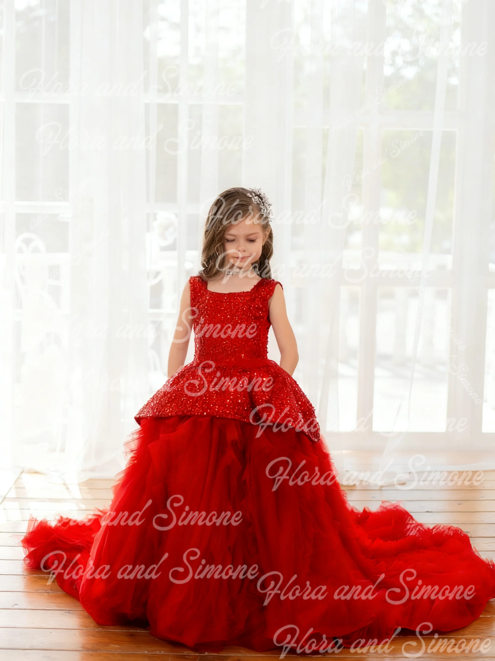 Vestido personalizado de lentejuelas sin mangas con lazo y hombros descubiertos para niña, vestido de cumpleaños, actuaciones de baile, fiestas, celebraciones navideñas