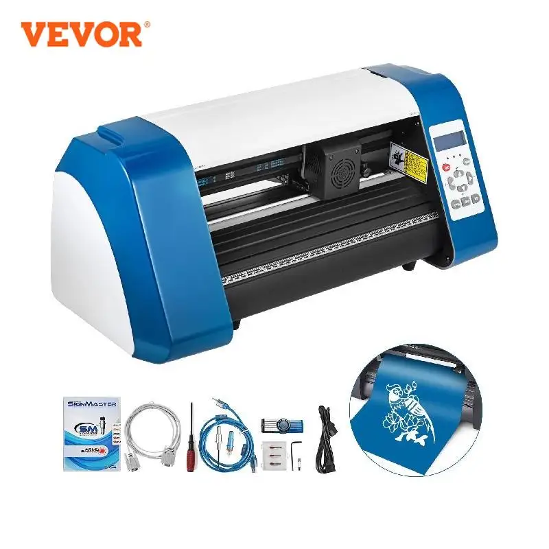 VEVOR 14Inch Vinyl Cutter Plotter Desktop Basic Manual LED Fill Light Strip 375mm Vinyl Printer Machine with Signmaster Software