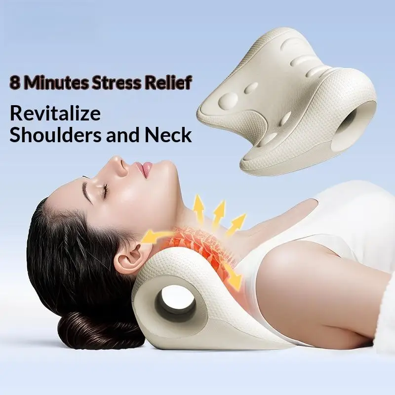 New Acupressure Cervical Support Pillow C Shaped Contour Neck Shoulder Relaxer Multi Purpose Fatigue Relief Massage Tool