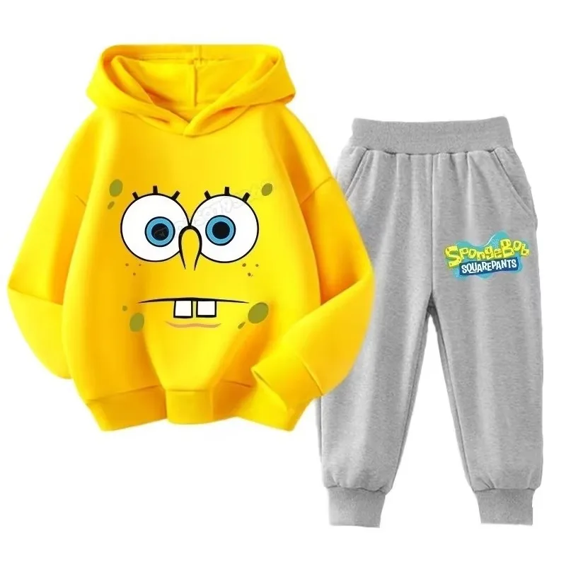 SpongeBobs Kinder-Sportbekleidungsset, Patrick Star Kapuzenpullover, Jogginghose, Mädchen- und Jungen-Kapuzenpullover, Kinder-Outfit, Pullover, Hose, Anzug. – Detail 5