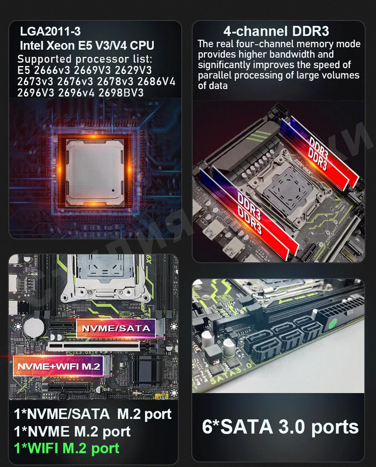 X99 XD3 DDR3 C612チップセット搭載マザーボードキット E5 2673V3