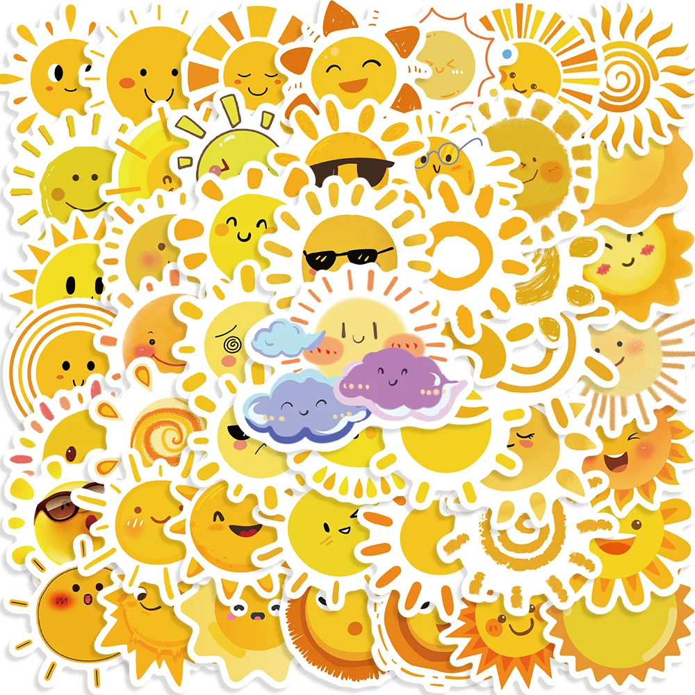 50Pcs Cartoon Sunshine Ins Wind Cute Trendy Stickers Laptop Phone Case Helmet Luggage Creative Decoration Diy Waterproof Sticker