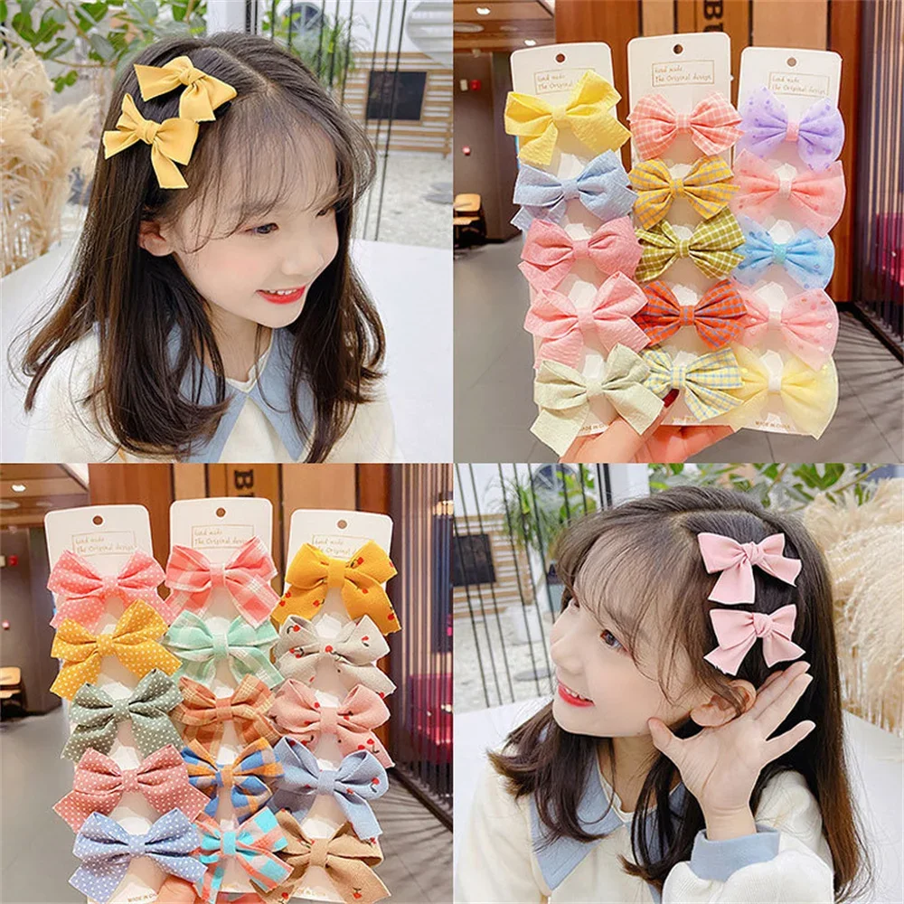 Cute Children\'s Bow Hair Clip Macaron Color Hair Claws Baby Bangs Floral Hair Barrettes Headwear BB Hair Accessories