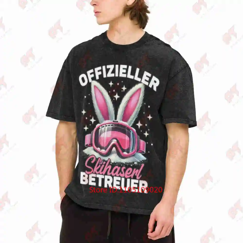 Skihaserl Caregiver Apres Ski Rabbit Skier Vintage Washed Tee Pure Cotton T-Shirt
