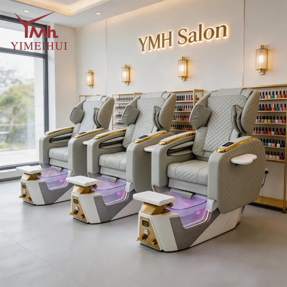 Luxury Rolling Massage Pedicure Chair Vibration Automatic Drainage Magnetic Jet Tub-Adjustable Nail Salon Furniture