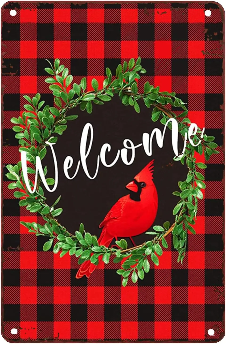 ديكور جدار معدني لغرفة النوم عيد ميلاد سعيد حديقة الكاردينال علامة معدنية خمر ديكور المنزل ريفي الألومنيوم القصدير تسجيل جدار الفن مع