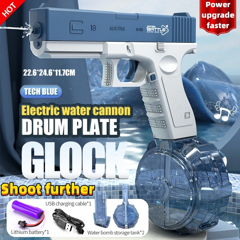 

New Water Gun Electric Glock Pistol Shooting Full Automatic Summer Beach For Kids Boys Girls Adults festival Kid gift Toy