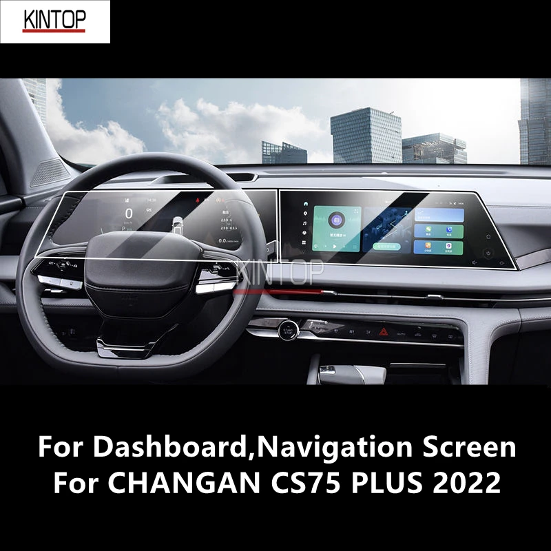 For CHANGAN CS75 PLUS 2022 Dashboard&Navigation Screen Transparent PET Protective Film Anti-scratch Repair Film AccessoriesRefit