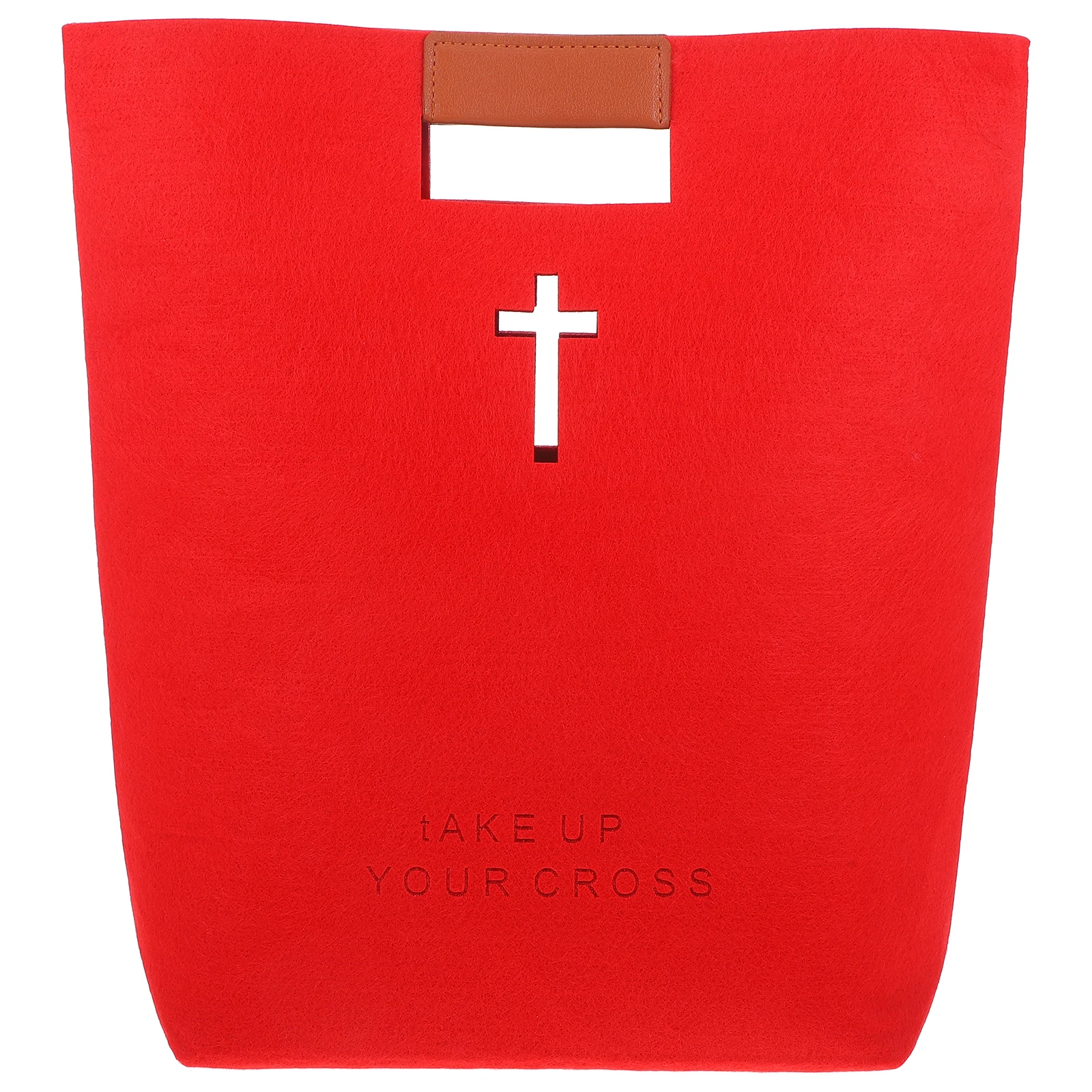 

Felt Handbag Organizer Reusable Grocery Organizer Bible Tote With Pockets Bag Bag For Bible Red Travel Storage