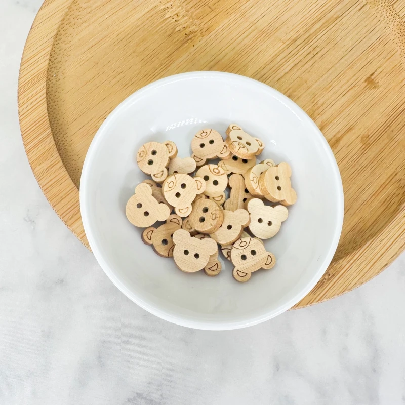 50pcs Fancy Bear 2 Holes Wood Sewing Buttons Wooden Button Clothes Decorative Children's Garment Sewing Scrapbooking DIY - view 6