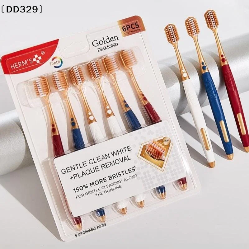 6pcs Wide Head Household Adult Soft Bristled Toothbrush For Both Men And Women Household Cleaning〔DD329〕