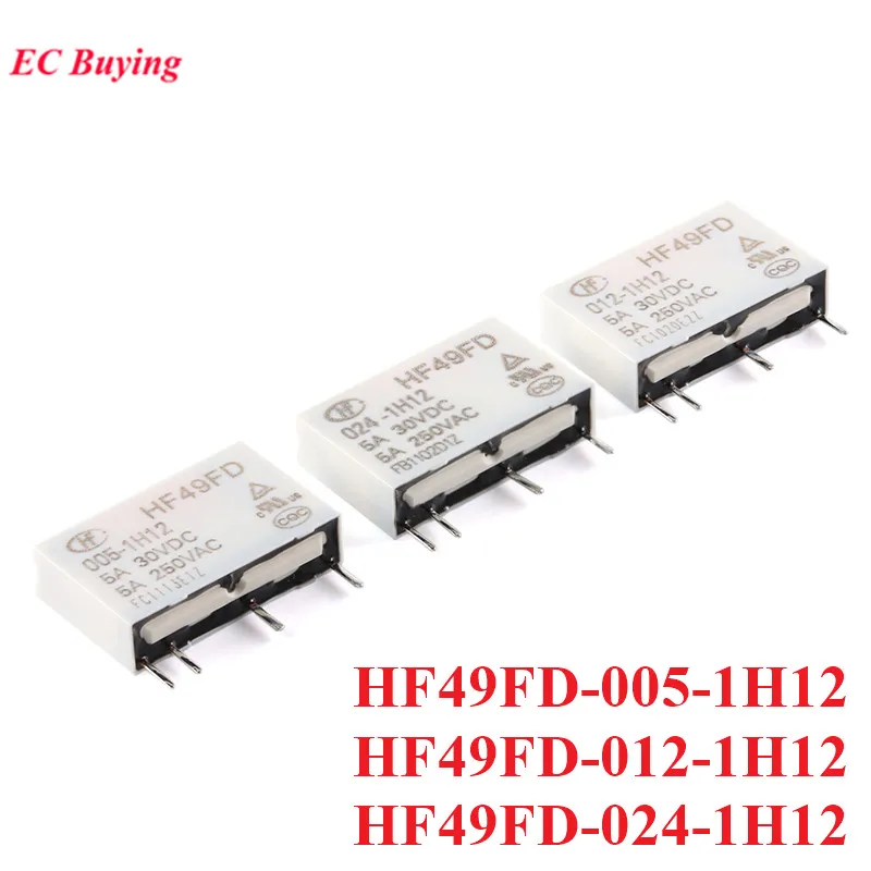 5/1pcs Power Relays HF49FD HF49FD-005-1H12 HF49FD-012-1H12 HF49FD-024-1H12 DC 5V 12V 24V 5A 4Pin Relais Feet Distance 7.62mm