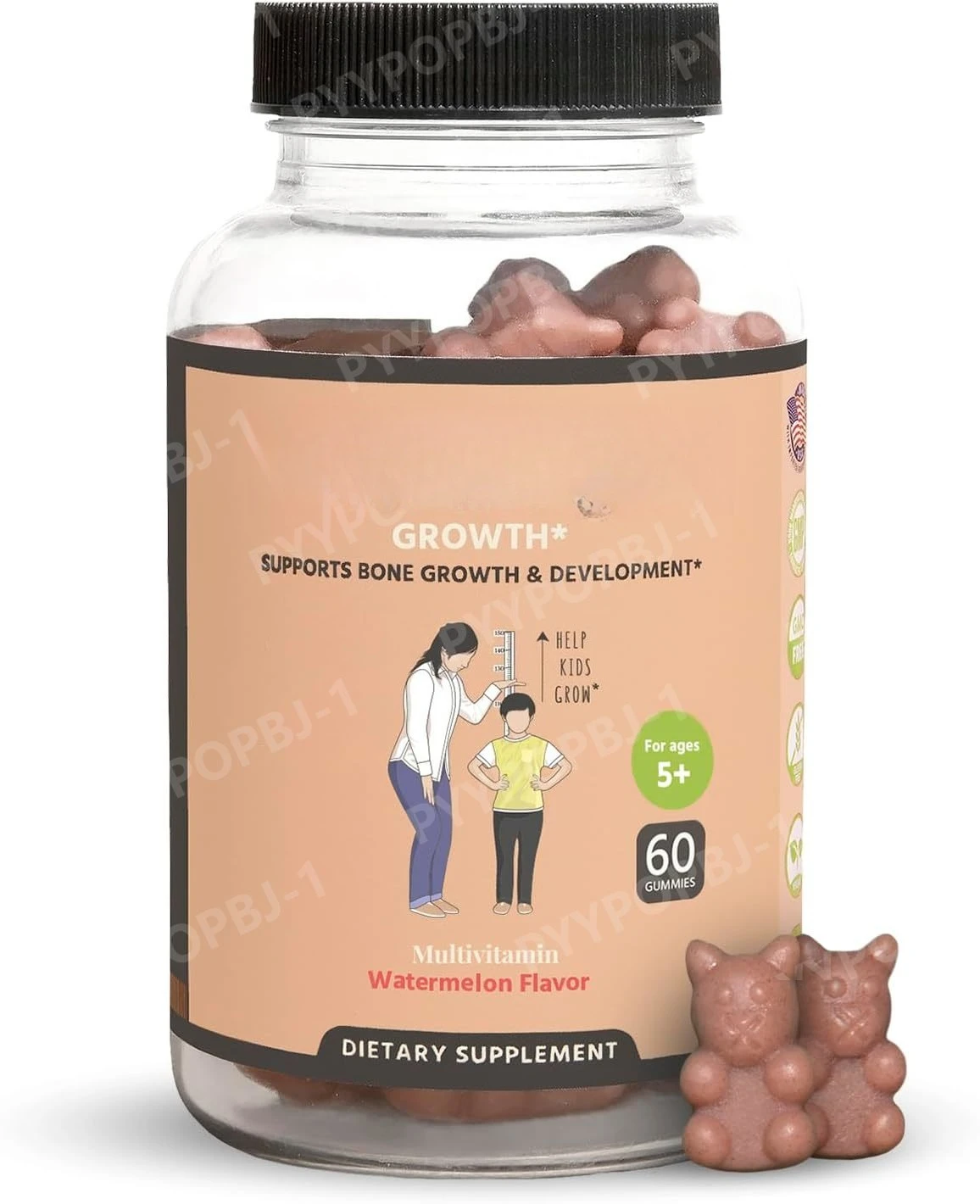 

Жевательные конфеты для роста с ароматом арбуза, натуральная добавка для роста для детей и подростков с витаминами D, K, кальцием и ашвагандой для костей