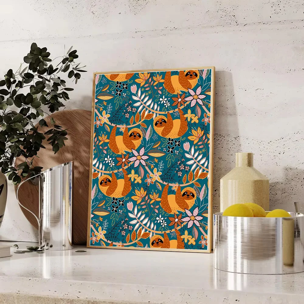 لطيف الكسل قماش جدار الفن الغابات الحيوان اللوحة ديكور المنزل غرفة المعيشة غرفة نوم الجدار الشنق هدية الفن الحديث الطباعة #1