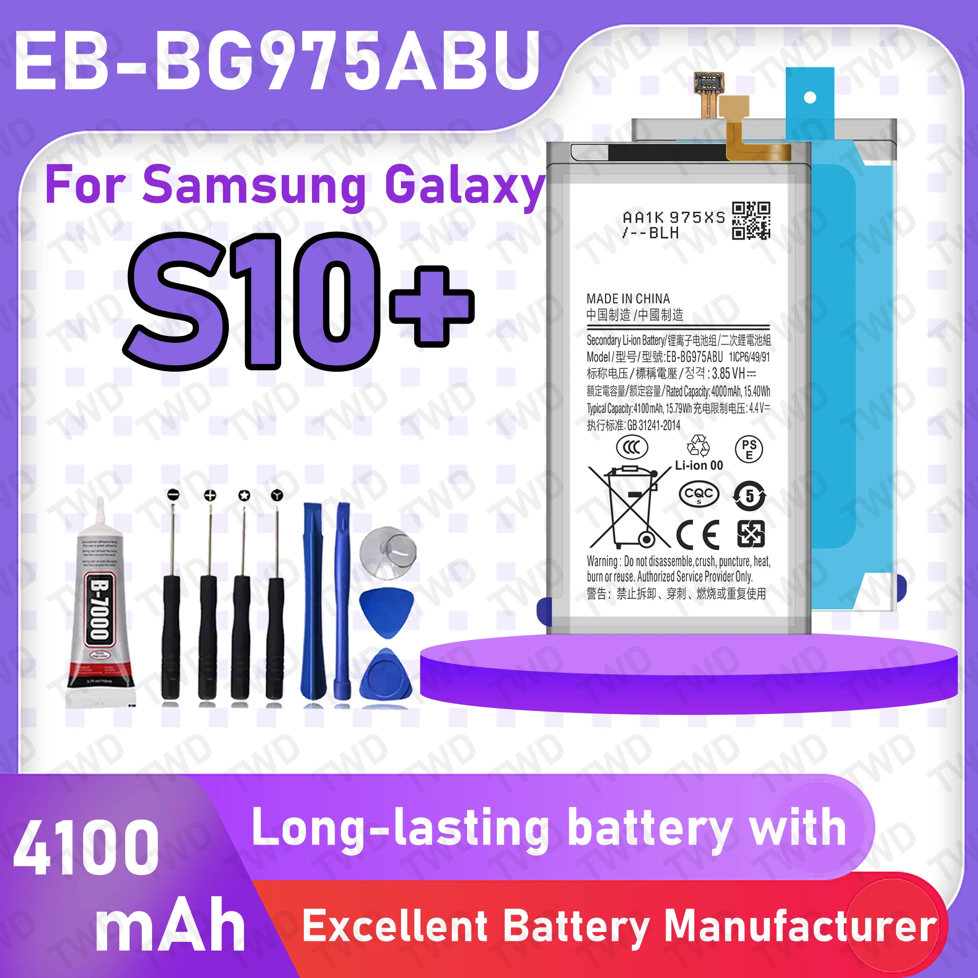 EB-BG975ABU Large capacity Battery For Samsung Galaxy S10 PLUS/SM-G975F/SM-G975U/SM-G975W Batteries New High Quanlity