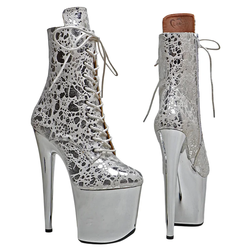 Leecabe 20CM/8 pollici tomaia in pelle scamosciata tendenza moda tacco alto piattaforma spogliarellista stivale da pole dance