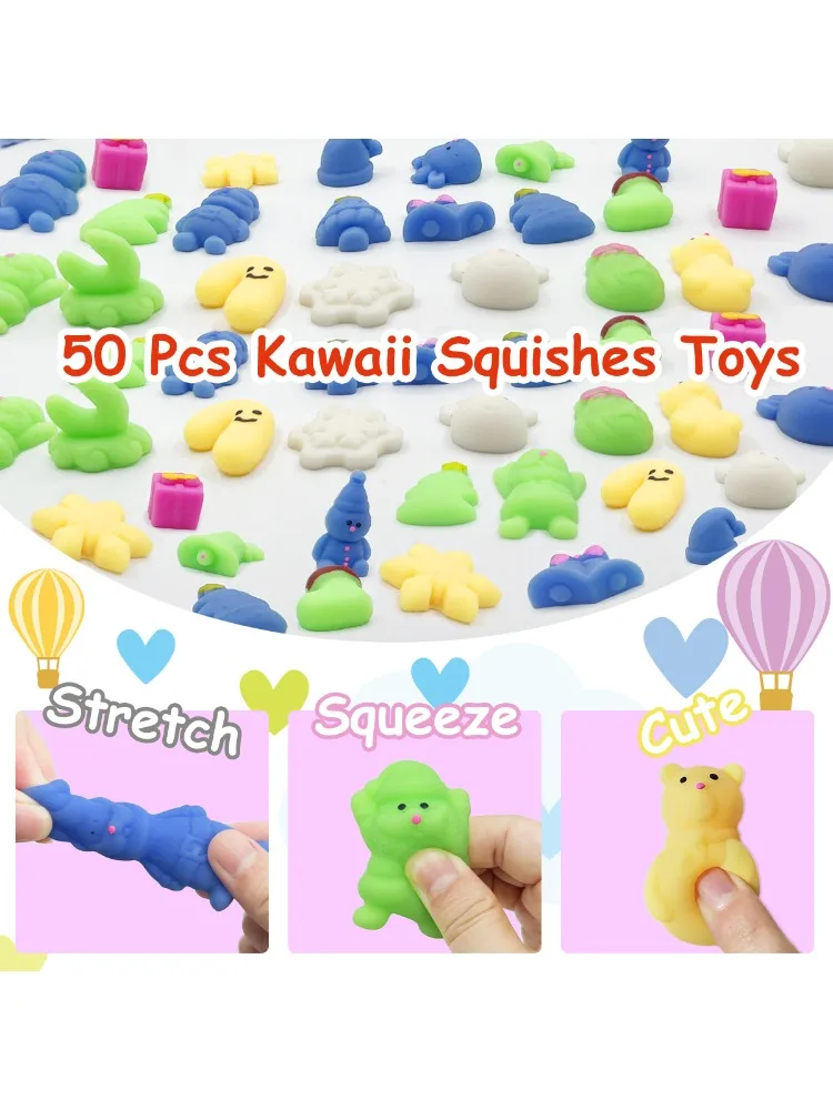 50pcs Christmas Mochi Soft Toys, Kids Squeeze Toys,, Birthday Gifts Christmas Party Favors for Boys and Girls (Random)