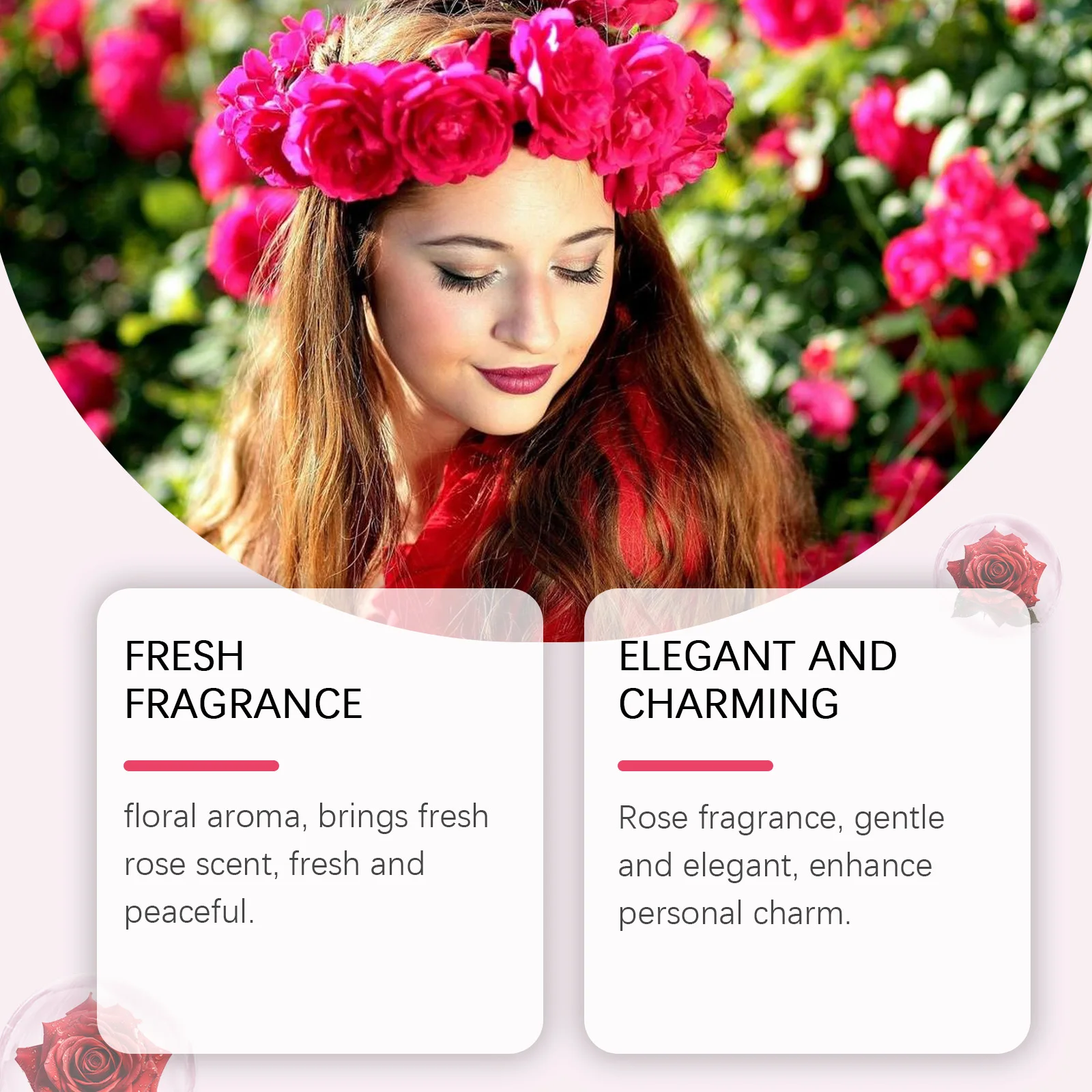 Roxelis Women's Rose Perfume - świeży kwiatowy zapach, długotrwały zapach, codzienna elegancka esencja