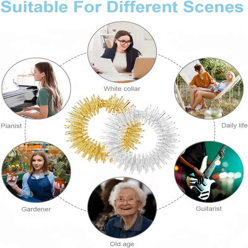 12 قطعة خواتم الاصبع مجموعة للمراهقين الكبار الإجهاد المخفض مدلك الإجهاد الإغاثة ألعاب متململة خواتم العلاج بالابر لعبة حسية شائكة