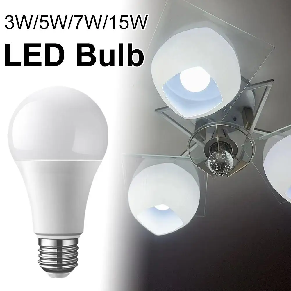 

Светодиодная лампа E27 3/5/7/15 Вт с датчиком движения, белая, автоматическое включение в ночное время для дома, гостиной, лестниц, проходов
