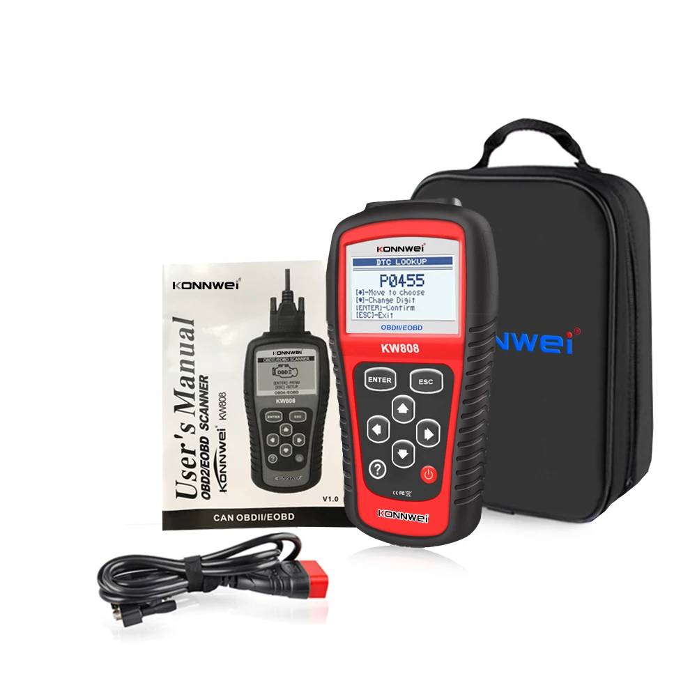 Seven Languages KONNWEI KW808 OBD2 Car Scanner Auto Fault Automotive Diagnostic Scanner Tool Engine Fualt Code Reader Odb Tools